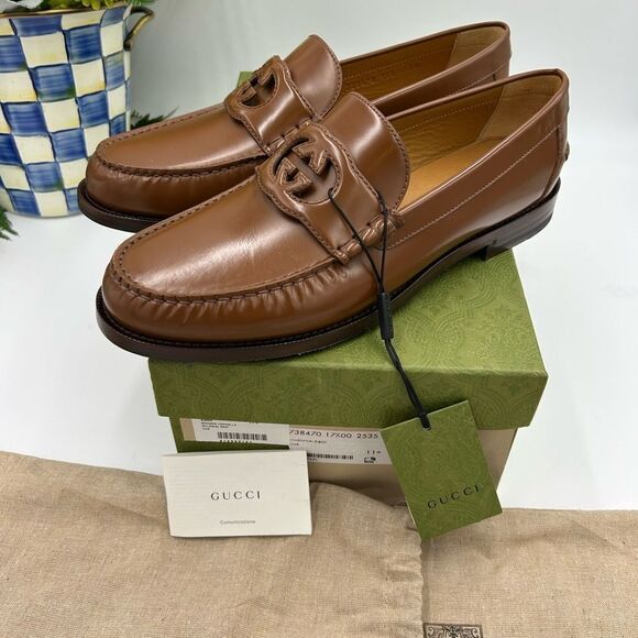 Men’s Gucci interlocking GG leather loafers size 11.5 made in Italy - Picture 4 of 10